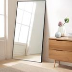 KOCUUY Black Full Length Mirror 71"x30", Extra Large Full Body Mirror Free Standing,Oversized Metal Framed Leaning Against Rectangle Wall Floor Mirror for Living Room Dressing Room Entryway