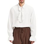 Century Star Mens Pirate Shirt Medieval Ruffle Steampunk Victorian Cosplay Shirts Vampire Halloween Viking Costume Tops White Large