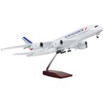 ANDSYYDS 1:160 Scale Large Model Airplane Airbus A380 Air France Plane Model Diecast Plastic Resin Model Planes for Collection or Gift (with Light, White)