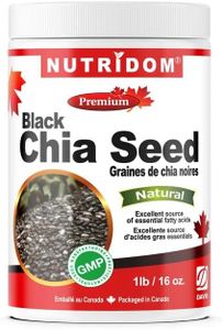 Nutridom Certified Organic Raw Black Chia Seeds 1lb (16 Ounce) Non-GMO, Nutrient-Dense Seeds for Salads, Yogurt & Smoothies, Vegan, Gluten-Free, Keto & Paleo Friendly