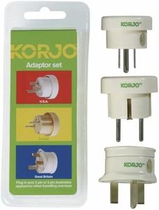 Korjo International 3-Pack Adapter Set, for Europe, UK, USA, Multi-Pack, for AUS Appliances