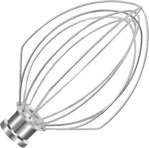 K5A Stainless Steel Whisk for KitchenAid 5Qt Bowl Lift Stand Mixer, 6 Wire Whip Attachment for K4 K5 K5SS, KSM5, KG25, KP50, KSM6573, KSM6521