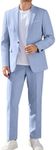 COOFANDY Men Suits Classic Fit 2 Piece Suit Set One Button Casual Blazer Wedding Bussiness Suit Separates, Light Blue, Medium