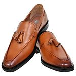 HX London Formal Slip-On with Tassel Loafers Shoe for Men Tan, Size_11