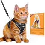 Halypet Cat Harness and Leash Set [H600 Pro] Escape Proof Cat Harness for Walking, Adjustable Breathable Comfortable Travel Cat Leash, Reflective Strips Kitten Harness Black XS