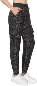 ALWAYS Cargo Jogger Pants for Women - Super Soft Casual Lounge Sweatpants, 377bk Leopard, Small