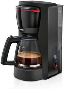 Bosch Filterkaffeemaschine MyMoment TKA2M113, Glaskanne 1,25 L, für 10-15 Tassen, 40min Warmhaltefunktion, Tropfstopp, schwenkbarer Filterträger, abnehmbarer Wassertank, 1200 Watt, Schwarz matt