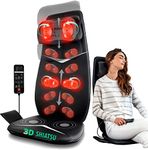 Zyllion Shiatsu Neck and Back Massager with Heat - 3D Kneading Deep Tissue Electric Massage Chair Pad with Height Adjustment, Seat Cushion Vibration for Muscle Pain Relief - Black (ZMA-33)
