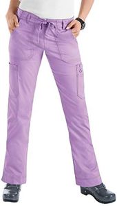 Koi Women's Skinny Stretch Petite Lindsey Mid-Rise Drawstring Waist Cargo Scrub Pant - XXX-Large Petite - French Lilac