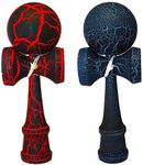 2 PACK - The Best Kendama For All Kinds Of Fun (full size) - 2-Pack - Awesome Colours: Red/Black Crackle and Blue/Black Crackle -Solid Wood - A Tool To Create Better Hand And Eye Coordination - KENDAMA TOY CO.