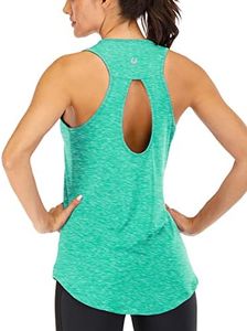 ICTIVE Yoga Tops for Women Loose Fit Workout Backless Sleeveless Keyhole Open Back Racerback Summer Shirts Light Green XXL