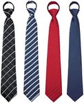 Mantieqingway Zipper Ties for Men Boy Pre-tied Neck Tie 3.15'' Polyester Tie Zip on Neckties for Daily School (Mixed 4 PCS)