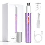 Nose Hair Trimmer for Women, Rechargeable 2 in 1 Ear and Nose Hair Trimmer for Women, 2024 Professional Painless Eyebrow & Facial Hair Trimmer with Powerful Motor and Dual-Edge Blades Easy Cleansing