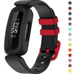 TopPerfekt Bands Compatible with Fitbit Ace 3 for Kids, Soft Silicone Waterproof Bracelet Accessories Bands Watch Strap Replacement for Fitbit Ace 3 Boys Girls (Black/Racer Red)