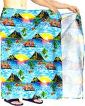 HAPPY BAY Men's Bath Trunk Regular Surfing Sarong Long Pareo One Size Aqua, Island