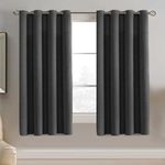 Linen Blackout Curtain 63 Inches Long for Bedroom/Living Room Thermal Insulated Grommet Linen Look Curtain Drapes Primitive Textured Burlap Effect Window Drapes 1 Panel - Charcoal Gray