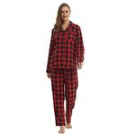 YUSHOW Womens Pyjamas Set Checked Flannel Lounge Wear Sets Long Sleeve Tops & PJs Bottoms Pyjamas for Women Ultra Soft Nightwear