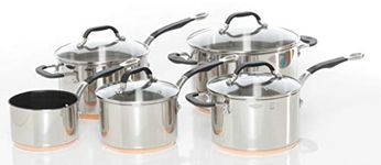 ProWare Copper Base Cookware Set of 5 (14cm Milk pan, 16cm, 18cm, 20cm saucepans and 24cm Stockpot)