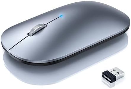 TECKNET Ratón Bluetooth Recargable, Delgado y Silencioso Inalámbrico 2.4G/Bluetooth 5.0/3.0 Ratone Inalámbrico Portátil con Receptor USB, 4 dpi Ajustables para MacBook Windows Android OS