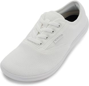 WHITIN Women's Knit Wide Minimalist Barefoot Shoes Width Toe Box Zero Drop Sole Sneakers Minimus Size 7.5 7.5W Weight Lifting Running Walking White 38