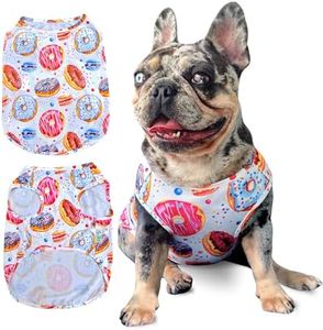 Fabulous Fido Pizza & Donut Edition Dog Shirt - Breathable Cooling Fabric Tee for Dog & French Bulldogs - Comfortable Pet Apparel for Spring & Summer Seasons - XXL Donut Pattern Design