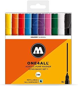 Molotow One4All Acrylic Marker 2mm Pen - Wallet Basic-Set 1 10 pcs.