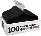 Zober Velvet Hangers 100 Pack - Heavy Duty Black Hangers for Coats, Pants & Dress Clothes - Non Slip Clothes Hanger Set - Space Saving Felt Hangers for Clothing