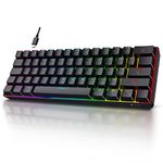 KOORUI Gaming Keyboards, 60% Mechanical Keyboard 26 RGB Backlit Wired UK Layout 61 Keys with Blue Switch Keyboards for Windows MacOS Linux