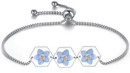 Forget-Me-Not Pressed Wildflower Bracelet | Personalized Handmade Bracelet | Real Wildflowers Bracelet | Alaska State Flower Bracelet | Silver Pressed Flower Bracelet | Gift For Her