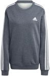 adidas Men's Essentials Fleece 3-Stripes Sweatshirt, Dark Grey Heather, L