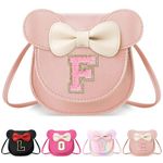 izuzta Toddler Purse Little Girl Purse for Kids 1 2 3 4 5 6 7 8 Year Old Cute Mouse Ear Bow Purse Crossbody Bag Birthday Gifts, Small/Pink Bag/Pink Letter, F, F