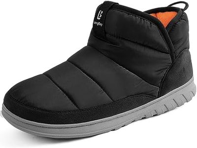 LongBay Mens Bootie Slippers with Memory Foam Indoor Outdoor Warm House Shoes Comfy Sport Lounge Camping Boots Black, 13-14