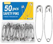 Caianwin 50Pcs Safety Pins Large 55mm Pins with Storage Box Big Safety Pins for Clothes,Sewing, Pinning, Hemming, Dressmaking and DIY