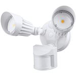 LEONLITE COB LED Security Light, Commercial Motion Sensor Flood Lights Outdoor, 3 Modes Motion Detector+Dusk to Dawn+Switch Control, 100-277V, Adjustable 2-Head, IP65, 5000K Daylight, ETL, White