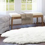 Super Area Rugs Ultra Soft & Fluffy Faux Fur Sheepskin Rug, White 4 x 6 Feet Silky Fluffy Machine Washable Carpet for Bedrooms, Living Room and Hallways