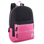 Trailmaker Multi-Color Backpack For Girls & Women With Padded Straps (Black/Pink)