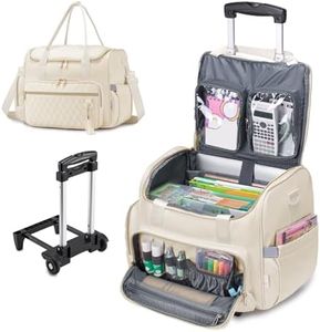 SUCIKORIO Teacher Rolling Laptop Bag 17.3 Inch 3 IN 1 Rolling Briefcase for Women Waterproof Teacher Tote Bag With Wheels Work Bags With Detachable Trolley for Office, College, Nurse, White