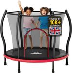 Happin 55" Ultra Safe Trampoline for Kids, Mini Toddler Trampoline with Safety Net, Indoor/Outdoor Recreational Trampolines with Curved Poles, Birthday Gift for Children Ages 1-6, with Basketball Hoop