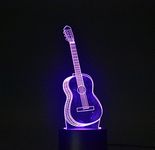 3D Optical Illusion Desk Table Light Lamp Smart Home Night Lights 7 Colors Change (Guitar)