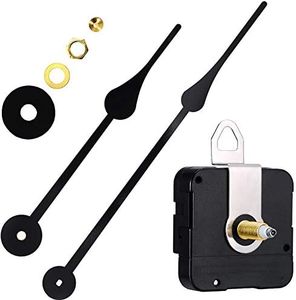 HILLHOME High Torque I Shaft Hands Quartz DIY Wall Clock Movement Mechanism with 9.1 Inch Long Spade Hand Battery Operated Repair Parts Replacement, 5/8 in Max Dial Thick, 1-1/10 in Total Length