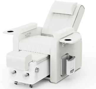 Electric Backrest Multi-functional Recliner Sofa for Foot Bath, Foot Beauty, Manicure, Nail Art Eyelash, Eyelash, Tattoo, Salon Chairs with Magnetic Suction Pump and Drainage Pump & Massager - White