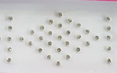 Amore Arte 50 Crystals Silver 1 mm - 2mm Stick on Stone Fake Nose Studs Stickers, Silver Stone Round Bindis, Self Adhesive Face Jewels