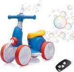 6V Electric Baby Balance Bike for 1 Year Old Boys Girls Ride on Toys 12-36 Months Toddler Balance Bike, 4 Wheels Kids First Bike with Remote Control First Birthday Gifts- Blue&Red