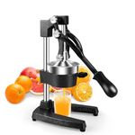 TONGCHANT Commercial Portable Heavy-Duty Cast-Iron Hand Press Manual Juicer Squeezer for Orange Lemon Citrus Grapefruit Lime Pomegranate, Orange Juicer, Lemon Press, Easy to Clean, Black