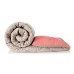 bien LIVING Plush Reversible Microfiber Comforter Double Bed-220 GSM Wadding | 110 GSM Peached Extra Soft Microfiber Fabric,All Weather Comforter Double Bed (90 X 100 Inches) Sandy Beige + Candy Pink