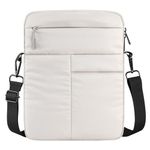 Dadanism 9-11" Puffy Tablet Sleeve Carrying Case Bag with Shoulder Strap Fits iPad 9/8/7th 10.2, iPad Pro 11 2024-2018, iPad Air 11", 10.9" iPad 10th Gen Air 5/4, Galaxy Tab A9+/S9 FE/A8,Beige Grey