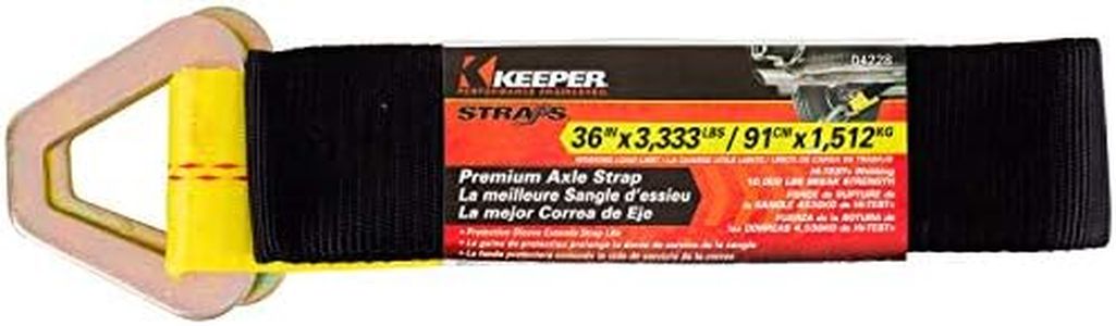 Keeper - 2” x 36” Premium Axle Tie Down Strap with D Rings - 3,333 lbs. Working Load Limit