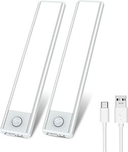 AMIR Newest Motion Sensor Cabinet Light, 30-LED Wireless USB Rechargeable Under Counter Closet Lighting, Under Cabinet Lights, Night Light for Kitchen, Wardrobe, Closets, Cabinet, Cupboard (2 Pack)
