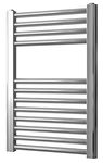 Greened House Chrome Straight Heated Towel Rail 500mm Wide x 600mm high Flat Central Heating Towel Radiator