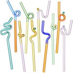 Gerrii 10 Pcs Wavy Glass Straws Crazy Straws Cute Reusable Curved Twisted Silly Glass Straws Bulk for Drinking Beverages Coffee Wine Drinks(Cool)